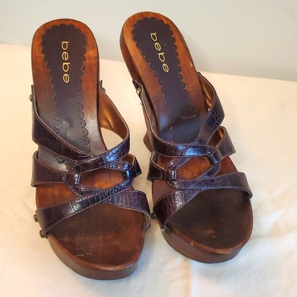 bebe Wooden Platform Wedge - Picture 1 of 1